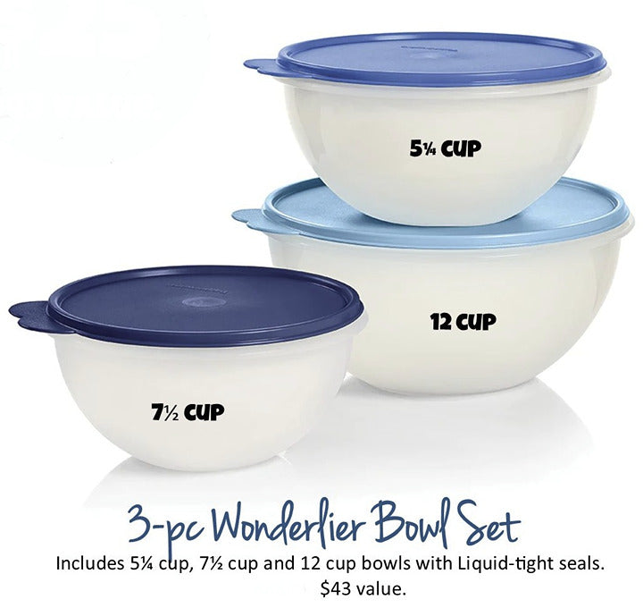 Tupperware 3 piece Wonderlier Bowl set